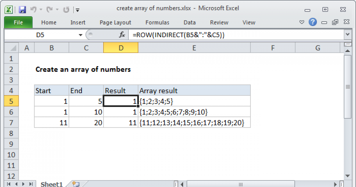 Create Array Of Numbers Excel Formula Exceljet 1233